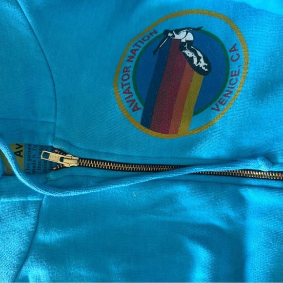 Aviator nation blue set neon blue sweatshirt zip up and sweatpants - Picture 10 of 13